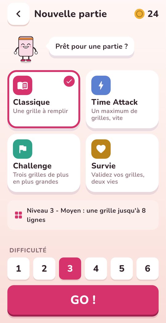 Choix du mode de jeu