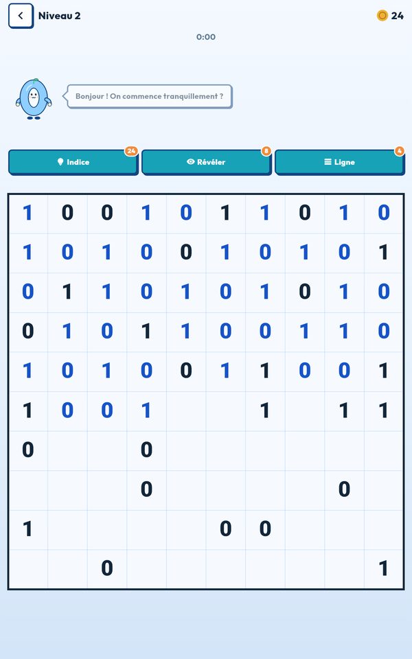 Une grille sur tablette